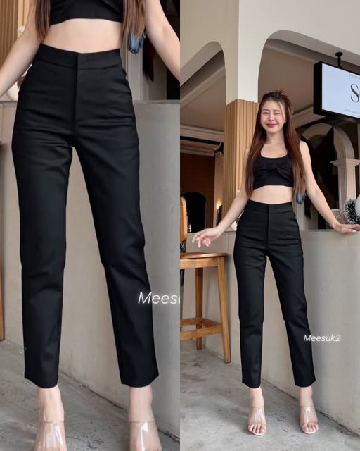 กางเกงขายาว 8 ส่วน 1 ตะขอซิปหน้า ผ้าดับเบิ้ล ยืด